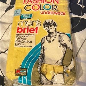 Vintage 70’s Kmart Fashion Color Ribbed Cotton‎ Briefs Banana Yellow NIB